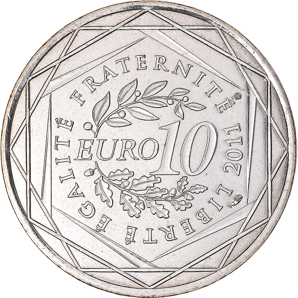 France, 10 Euro, 2011, Bretagne, MS(63), Silver