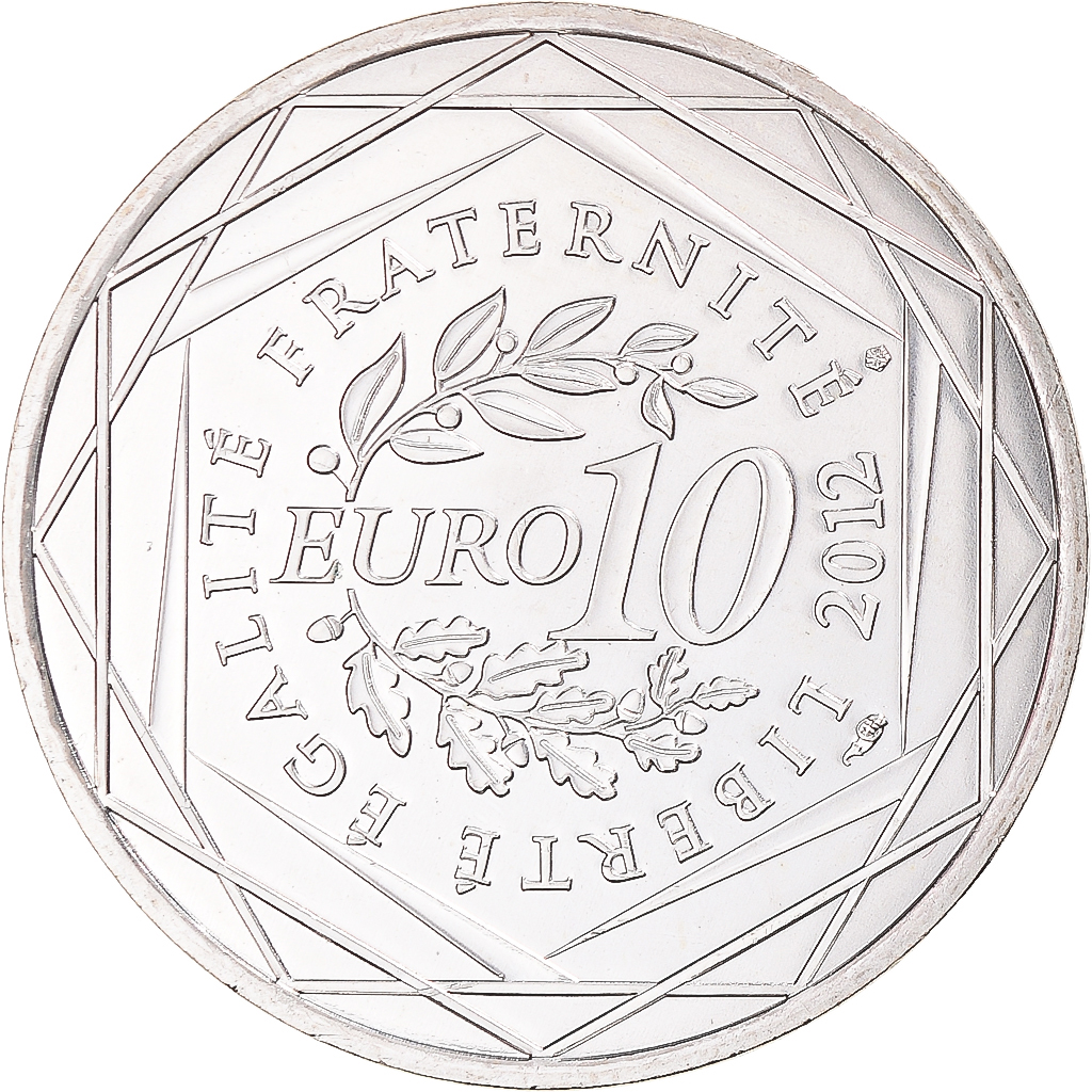 France, 10 Euro, 2012, Paris, Ile De France, MS(63), Silver