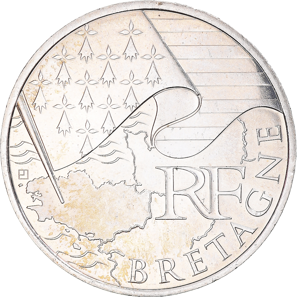 Frankreich, 10 Euro, Bretagne, 2010, Paris, Silber, VZ+