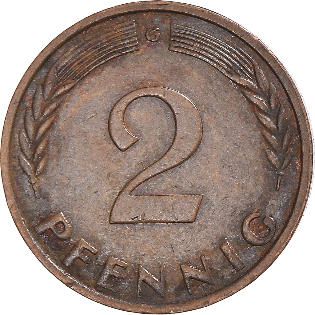 Coin, GERMANY - FEDERAL REPUBLIC, 2 Pfennig, 1958, Karlsruhe, , Copper