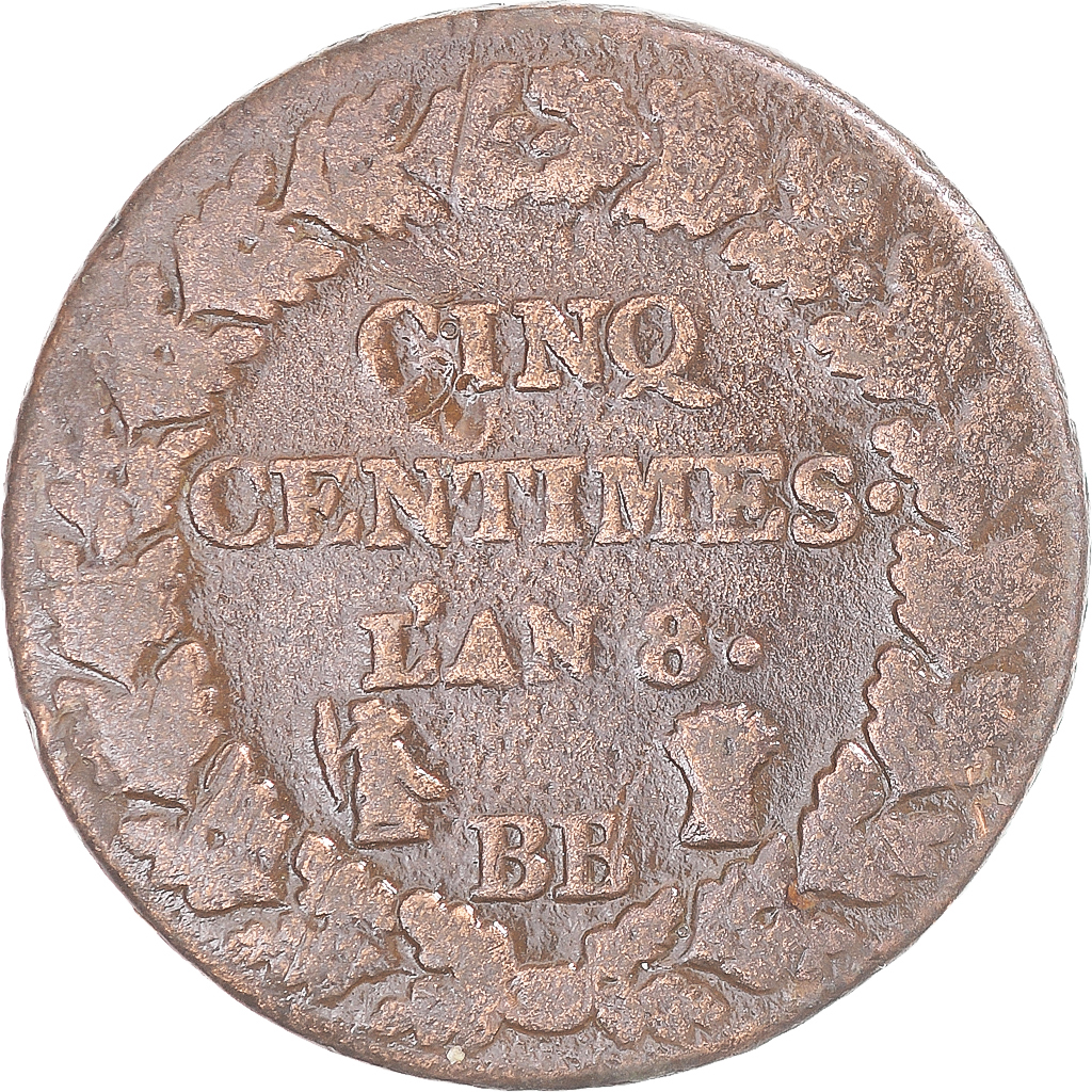 Coin, France, Dupré, 5 Centimes, AN 8, Strasbourg, , Copper