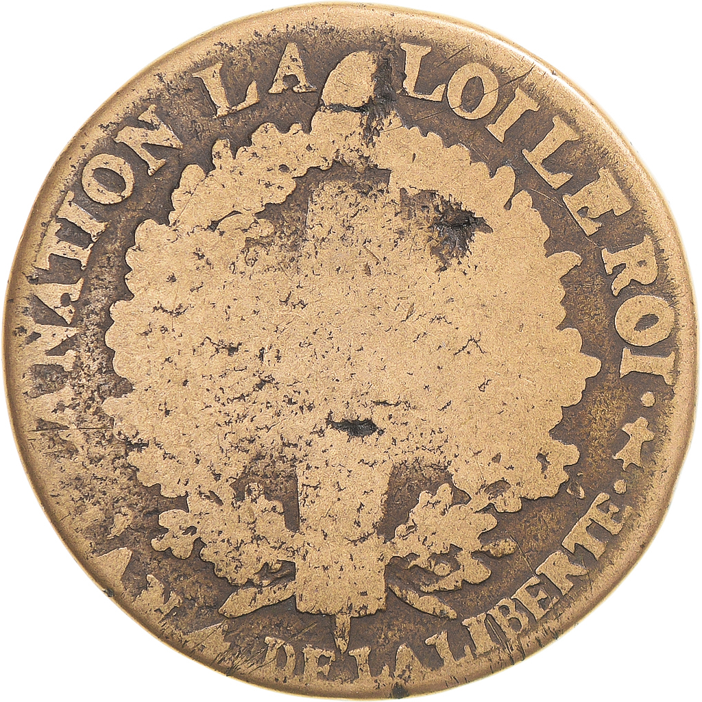 Coin, France, Louis XVI, 2 Sols, 1792 / AN 4, Metz, , Métal de cloche