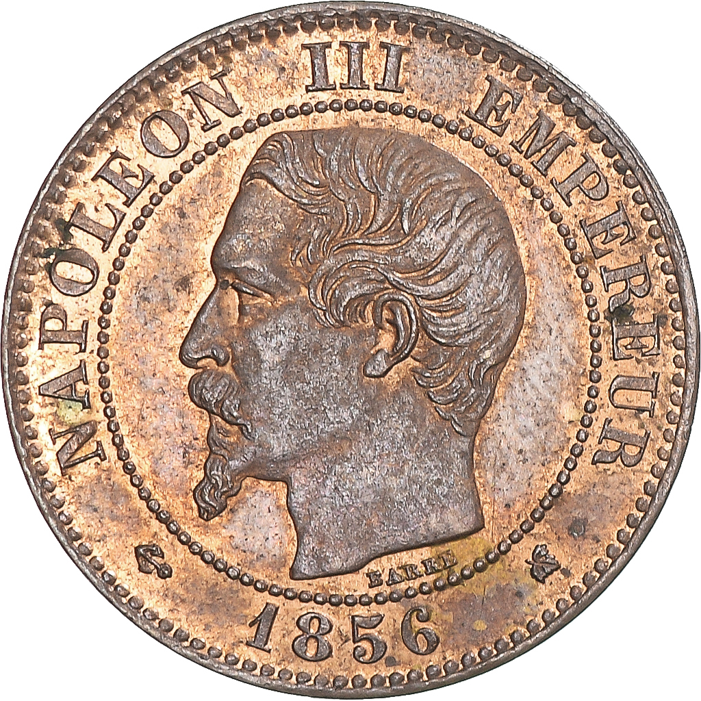 Coin, France, Napoleon III, 2 Centimes, 1856, Bordeaux, EF(40-45), Bronze
