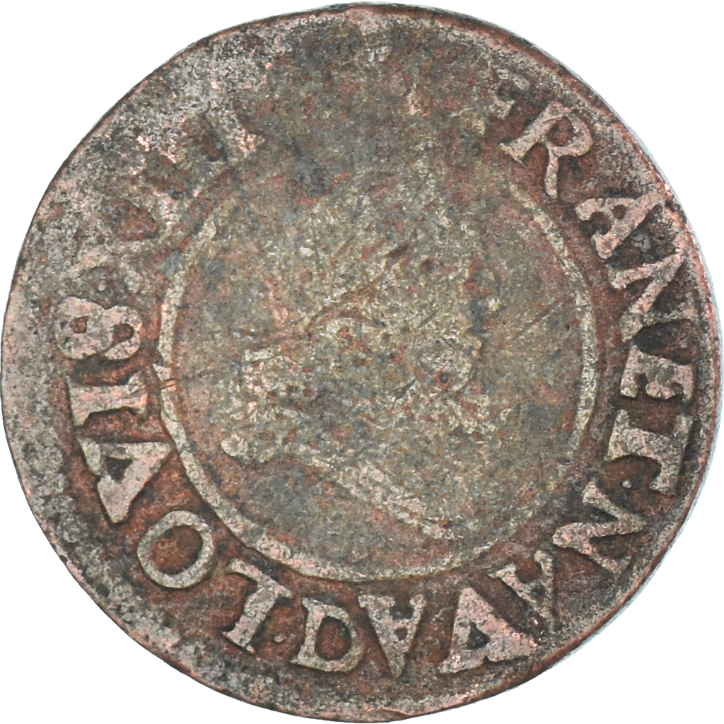Coin, France, Louis XIII, Double Tournois, 1635, Lyon, VF(20-25), Copper