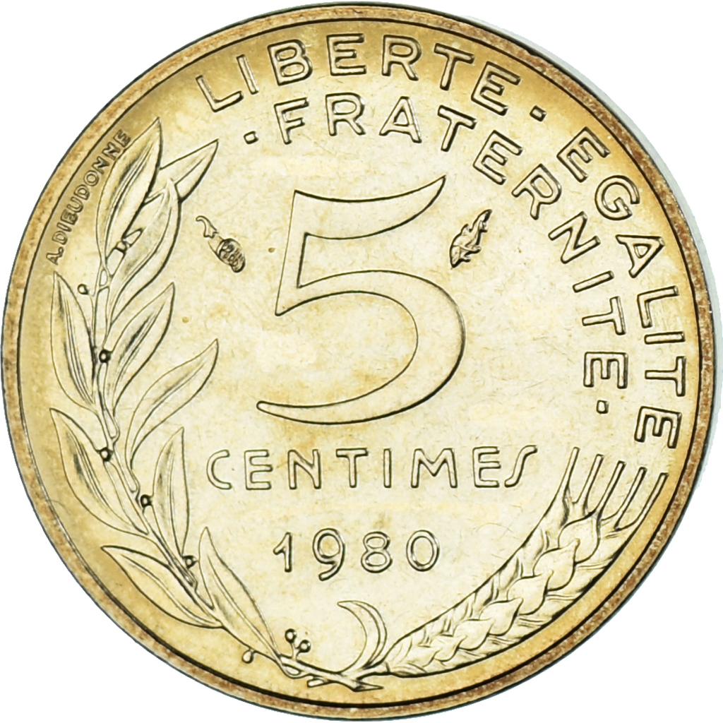 Coin, France, Marianne, 5 Centimes, 1980, Paris, série FDC, MS