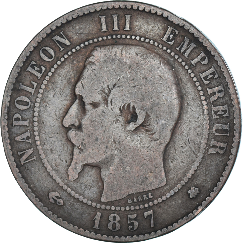 Coin, France, Napoleon III, 10 Centimes, 1857, Strasbourg, , Bronze