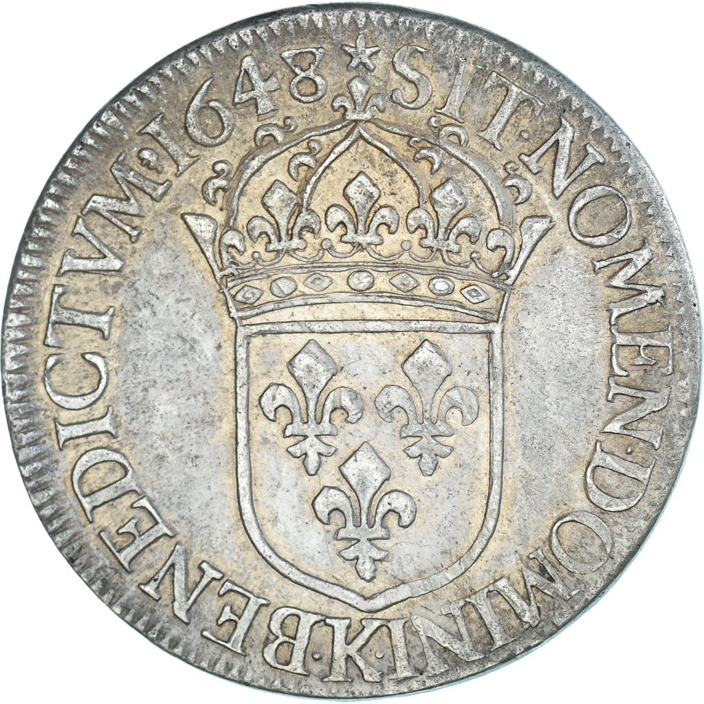 Coin, France, Louis XIV, Écu à la mèche longue, 1648, Bordeaux, Variety