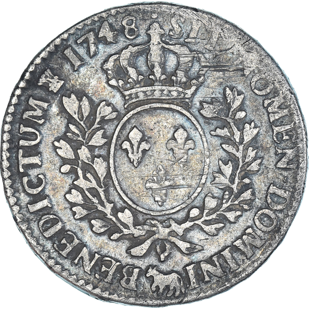 Coin, France, Louis XV, 1/2 Ecu de Béarn au bandeau, 1748, Pau, 