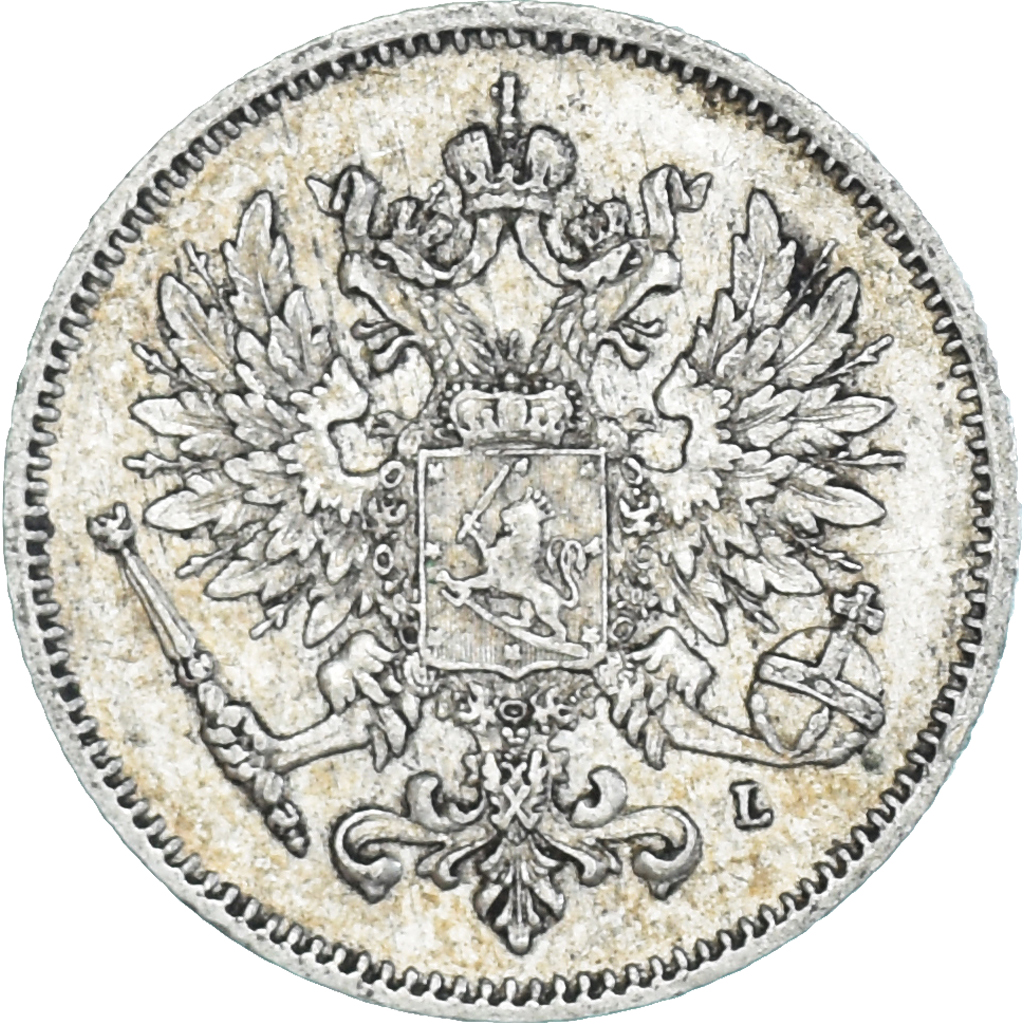 Coin, Finland, Nicholas II, 25 Penniä, 1909, Helsinki, EF, Silver