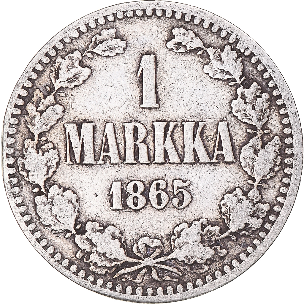 Coin, Finland, Alexander II, Markka, 1865, Helsinki, , Silver, KM:3.1