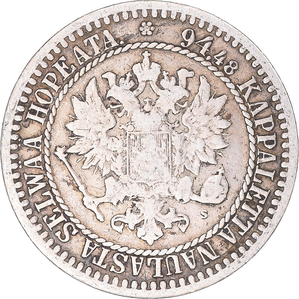Coin, Finland, Alexander II, Markka, 1866, Helsinki, , Silver, KM:3.1