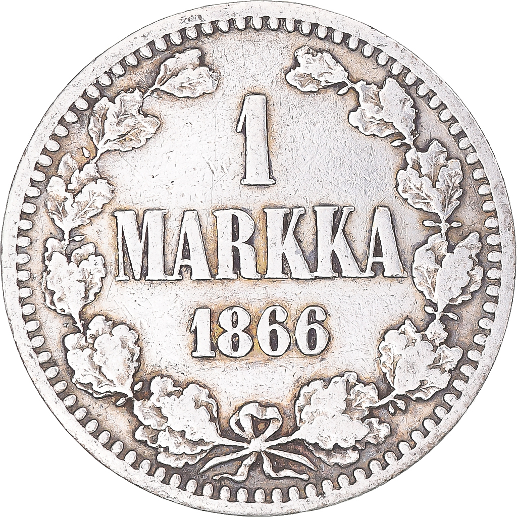 Coin, Finland, Alexander II, Markka, 1866, Helsinki, , Silver, KM:3.1