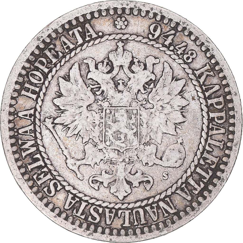 Coin, Finland, Alexander II, Markka, 1866, Helsinki, , Silver, KM:3.1