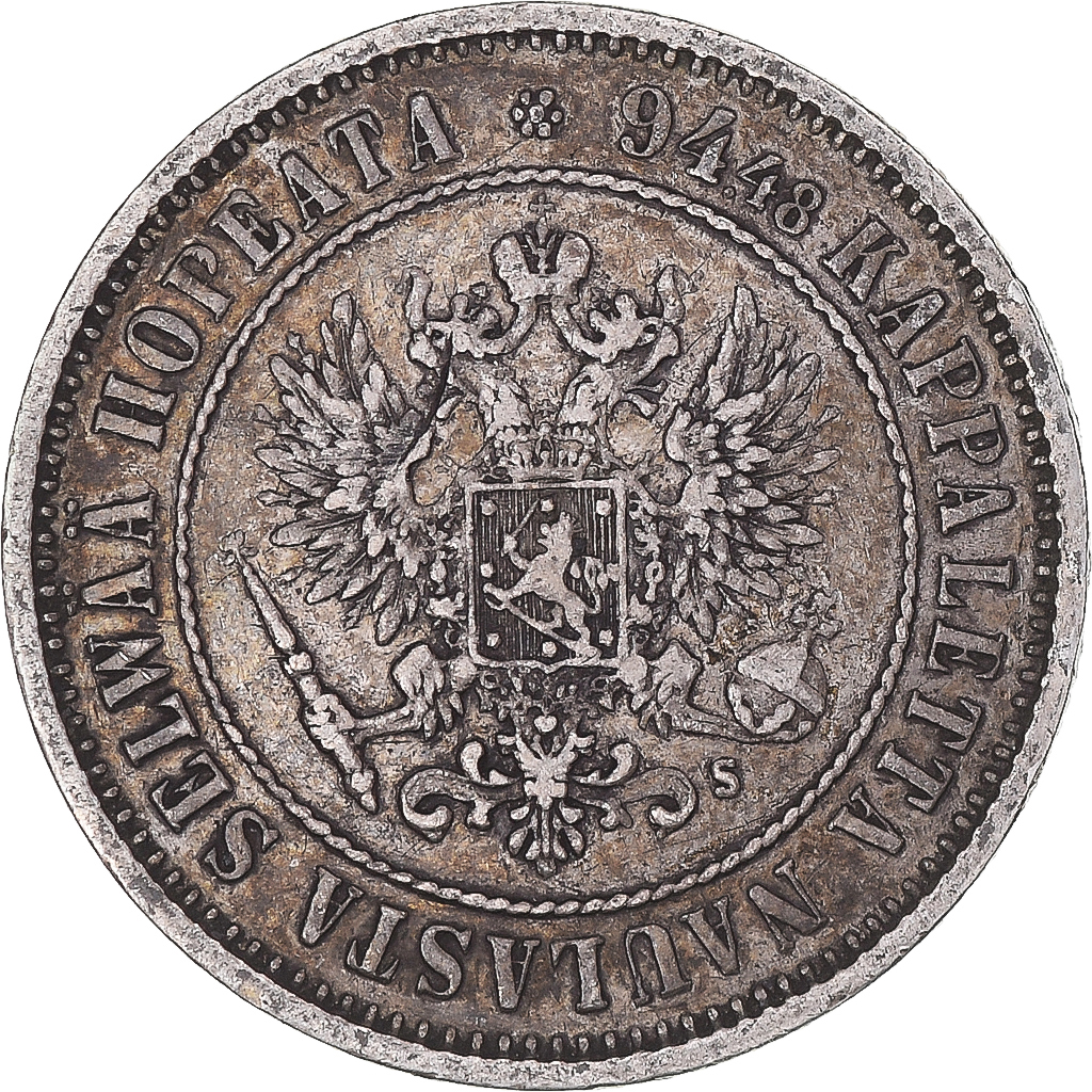 Coin, Finland, Alexander II, Markka, 1874, Helsinki, AU(50-53), Silver, KM:3.2