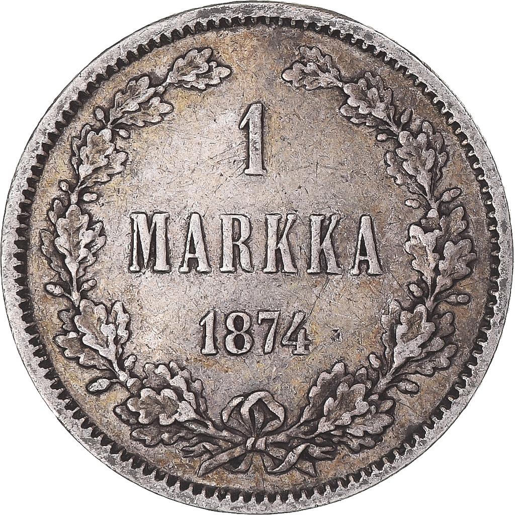 Coin, Finland, Alexander II, Markka, 1874, Helsinki, AU(50-53), Silver, KM:3.2
