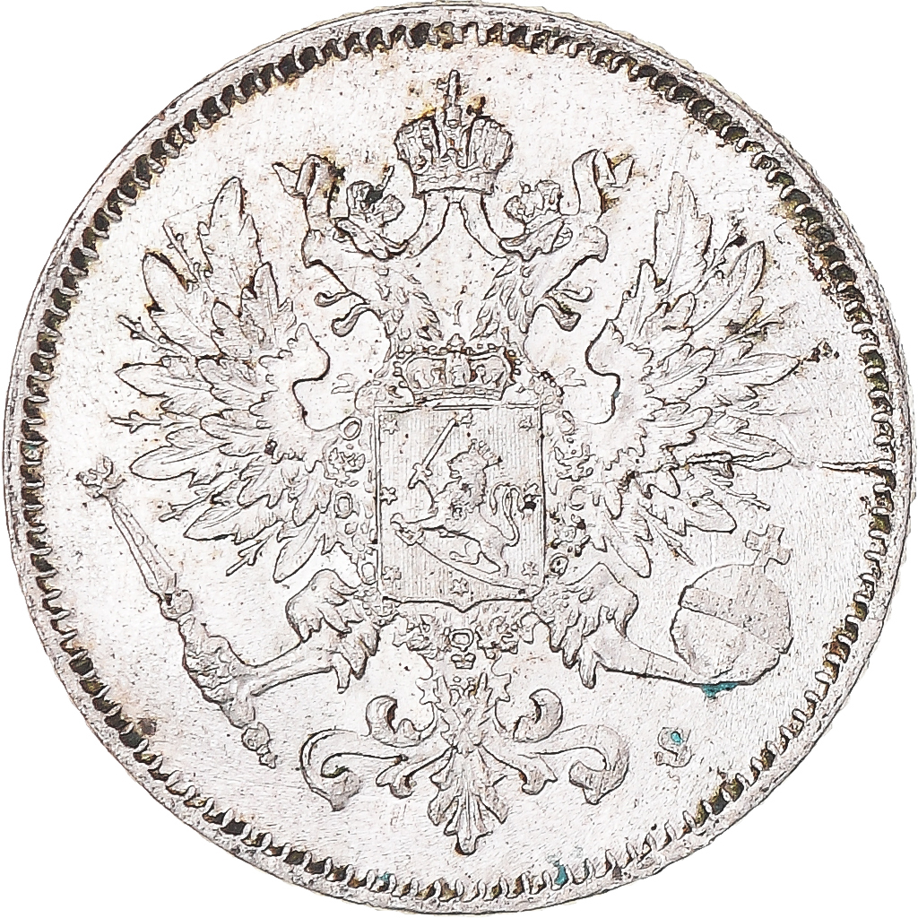 Coin, Finland, Nicholas II, 25 Penniä, 1917, Helsinki, AU, Silver