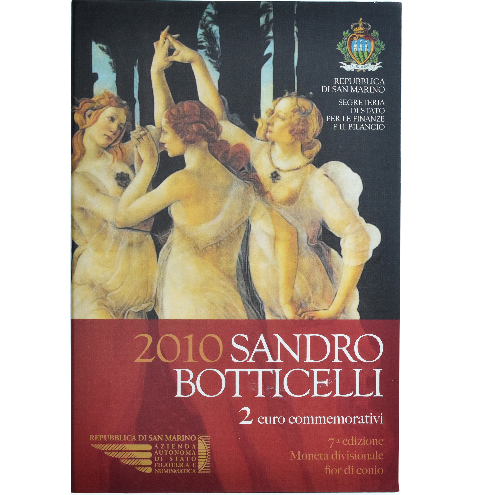 San Marino, 2 Euro, 2010, Rome, Sandro Botticelli., STGL, Bi-Metallic