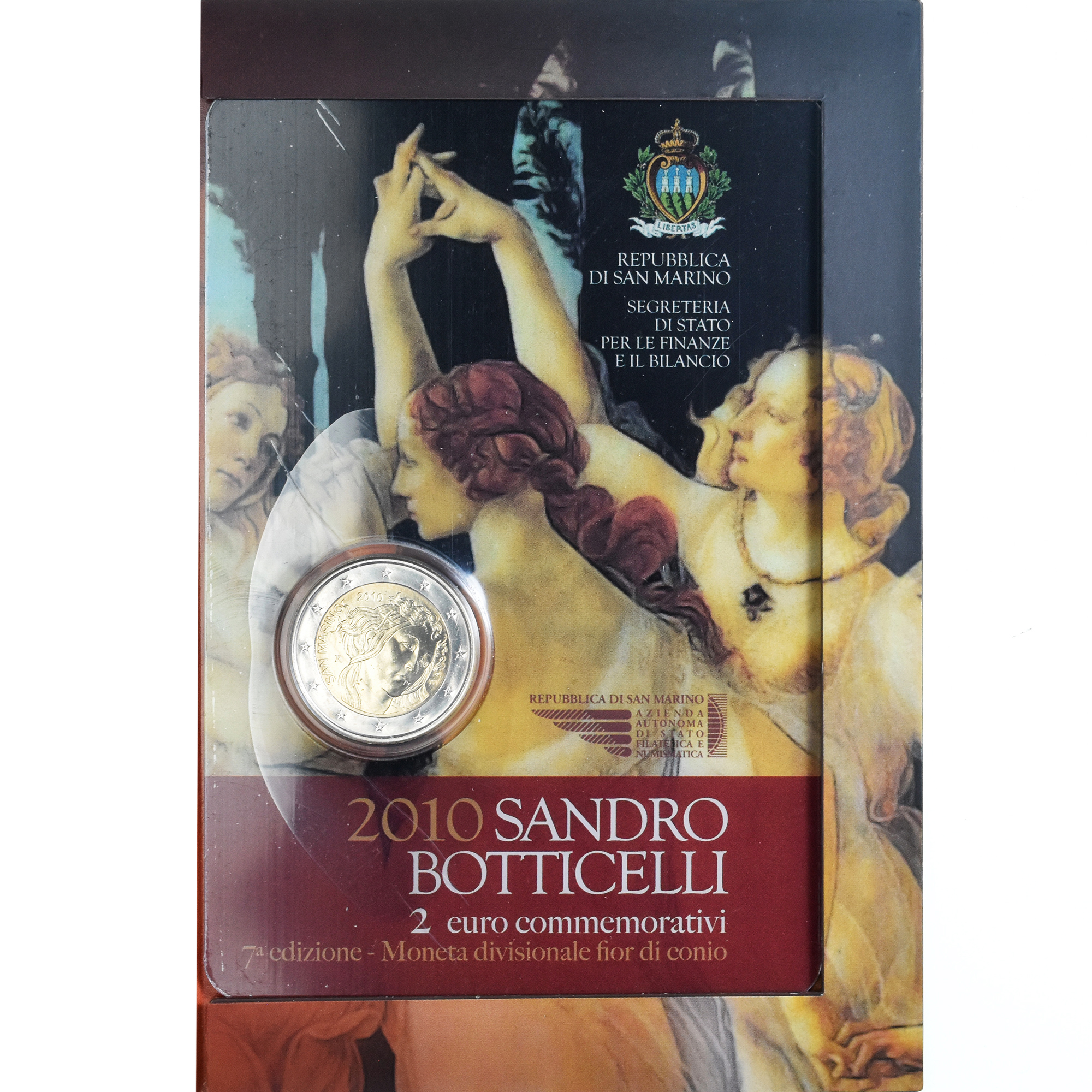 San Marino, 2 Euro, 2010, Rome, Sandro Botticelli., STGL, Bi-Metallic