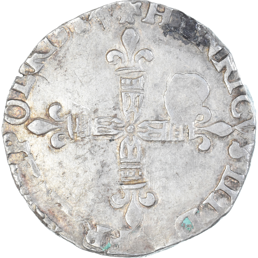 Coin, France, Henri III, 1/4 Ecu, 1584, Bayonne, , Silver, Gadoury:494