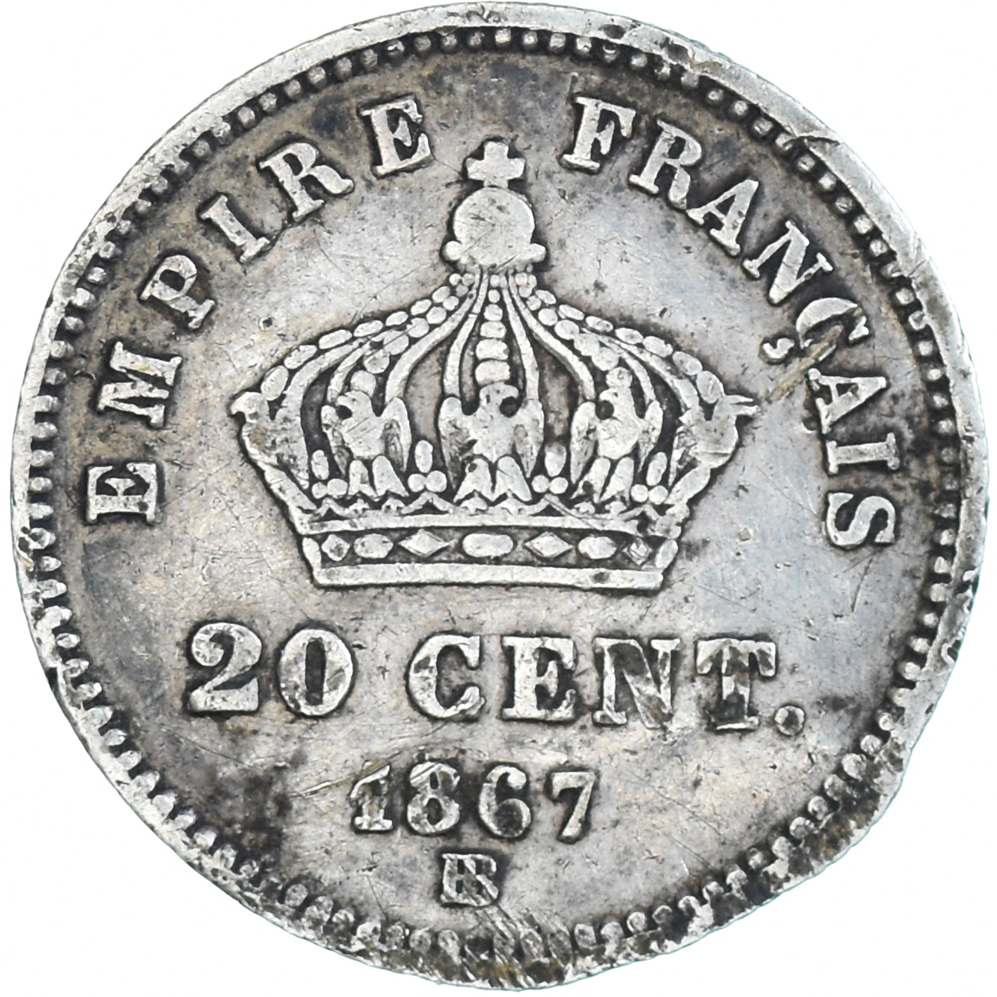 Coin, France, Napoleon III, 20 Centimes, 1867, Strasbourg, , Silver