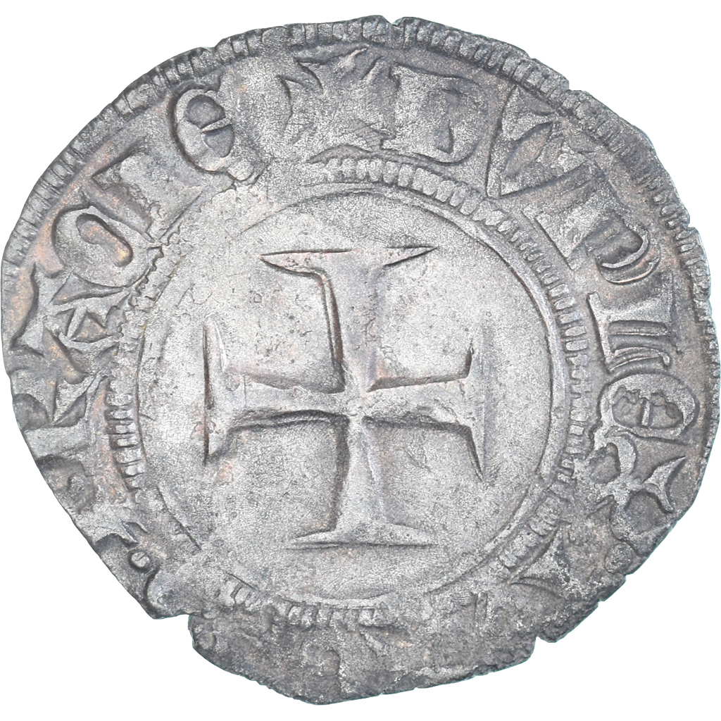 Coin, France, Charles VI, Double Tournois, 1380-1422, EF, Billon