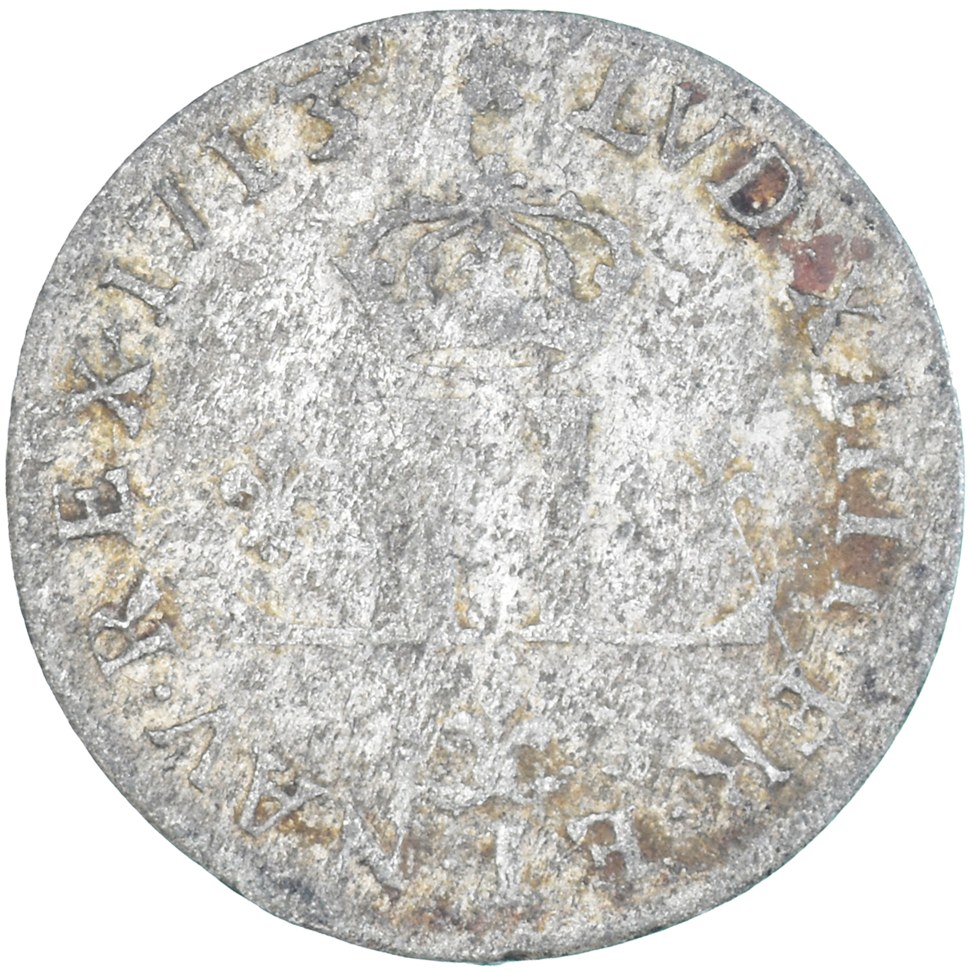 Coin, France, Louis XIV, XV Deniers (pièce de), 1713, Metz, rose, 
