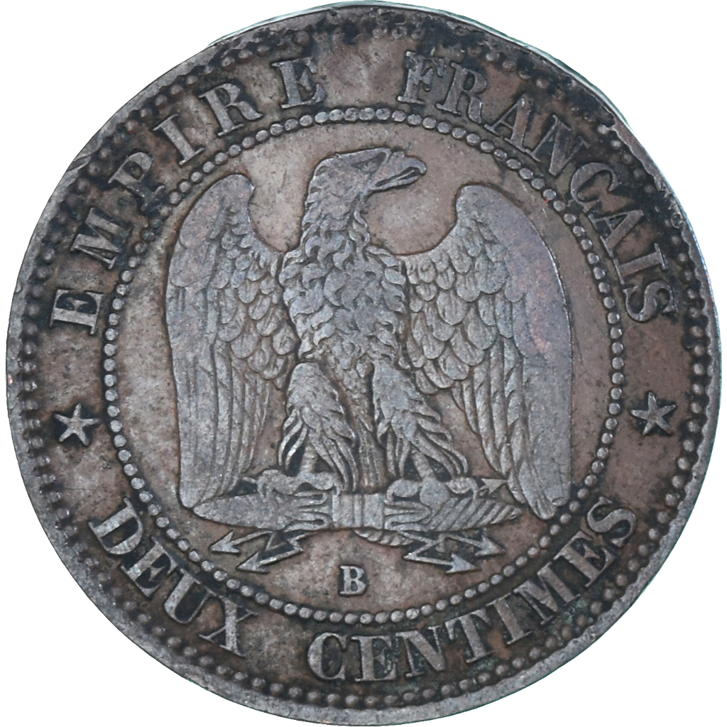 Coin, France, Napoleon III, 2 Centimes, 1856, Rouen, , Bronze