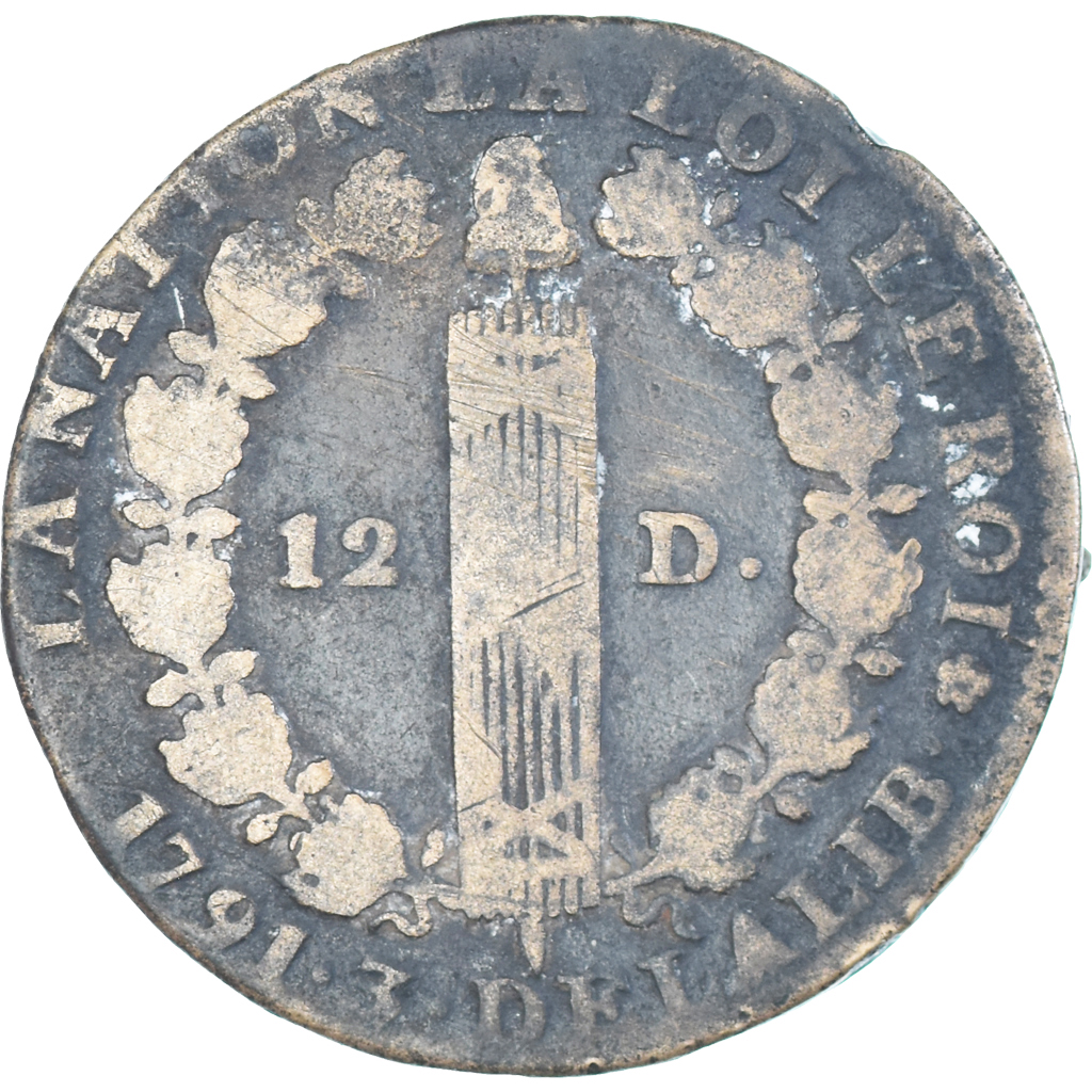 Coin, France, Louis XVI, 12 Deniers, 1791·3, Paris, , Métal de