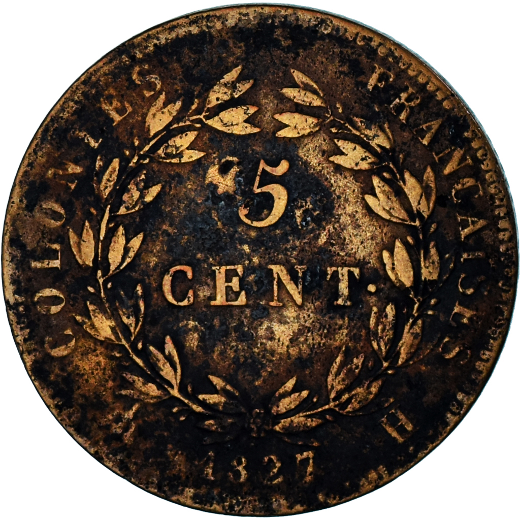 Coin, FRENCH COLONIES, Charles X, 5 Centimes, 1827, La Rochelle, 
