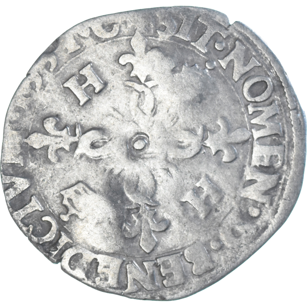 Coin, France, Henri II, Douzain aux croissants, 1551, Chambéry, 