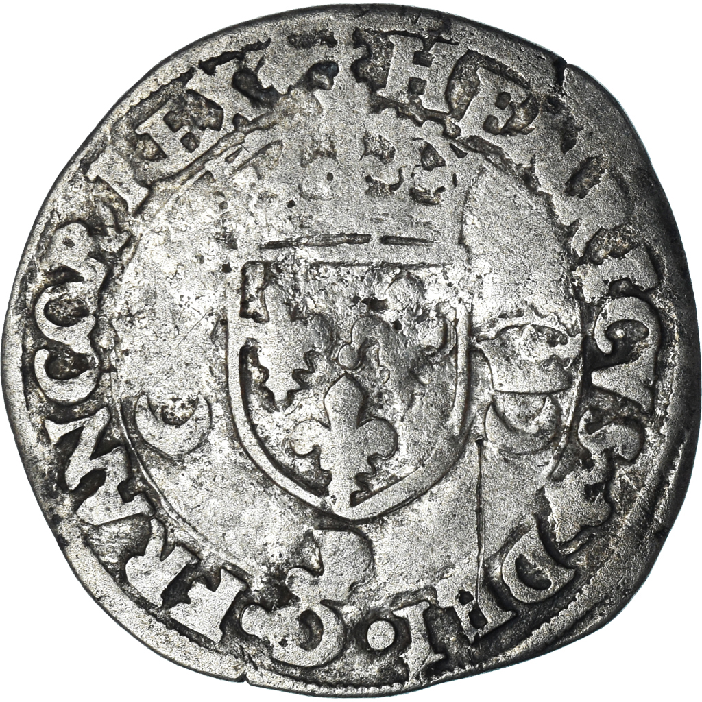 Coin, France, Henri II, Douzain aux croissants, 1552, Dijon, , Billon