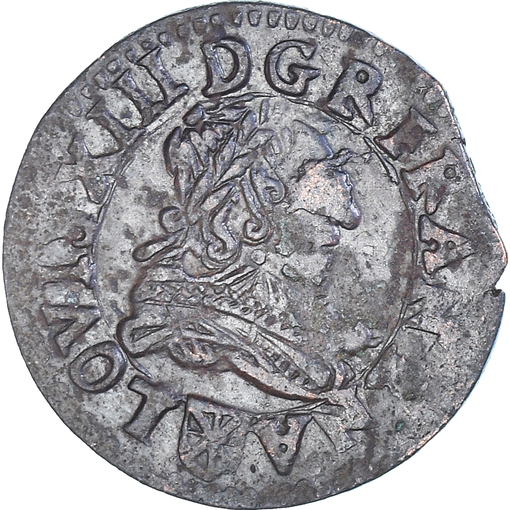 Coin, France, Louis XIII, Double Tournois, 1635, Saint-Palais, AU