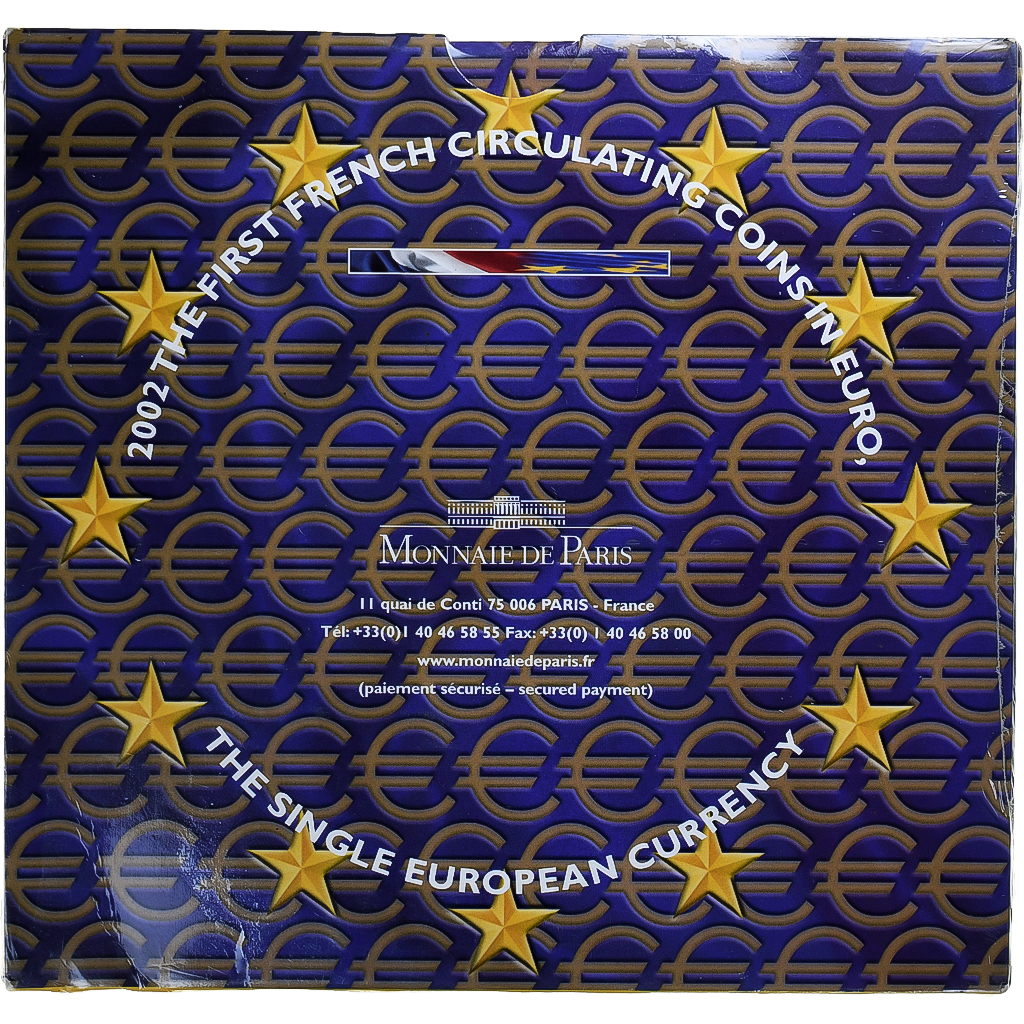 France, Coffret 1c. à 2€, 2002, Monnaie de Paris, FDC.BU, MS(65-70)