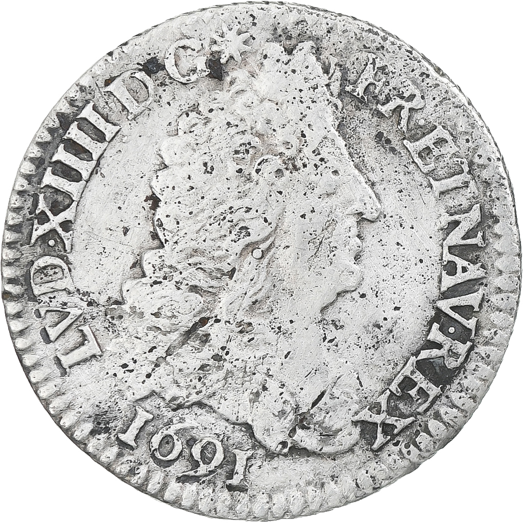 Coin, France, Louis XIV, 1/12 Ecu aux 8 L, 1691, Paris, Rare, , Silver
