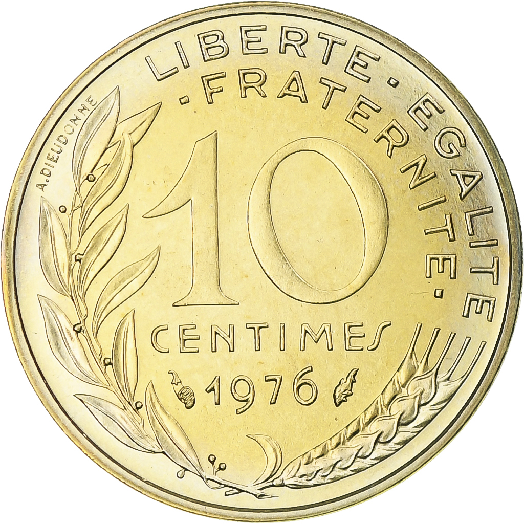 France, Marianne, 10 Centimes, 1976, Paris, série FDC, 