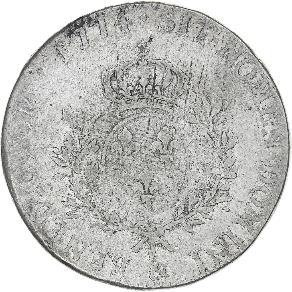 France, Louis XV, Écu à la vieille tête, 1774, Aix, , Silver