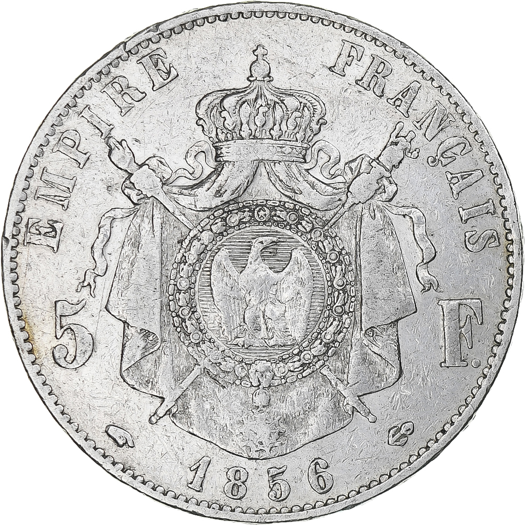 France, Napoleon III, 5 Francs, 1856, Paris, , Silver, KM:782.1
