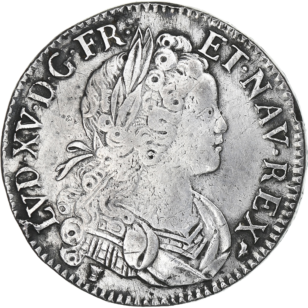France, Louis XV, Écu de France-Navarre, 1719, Rennes, EF, Silver