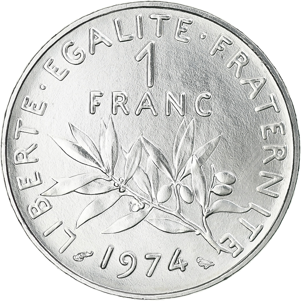 France, Semeuse, Franc, 1974, Paris, série FDC, , Nickel, KM:925.1