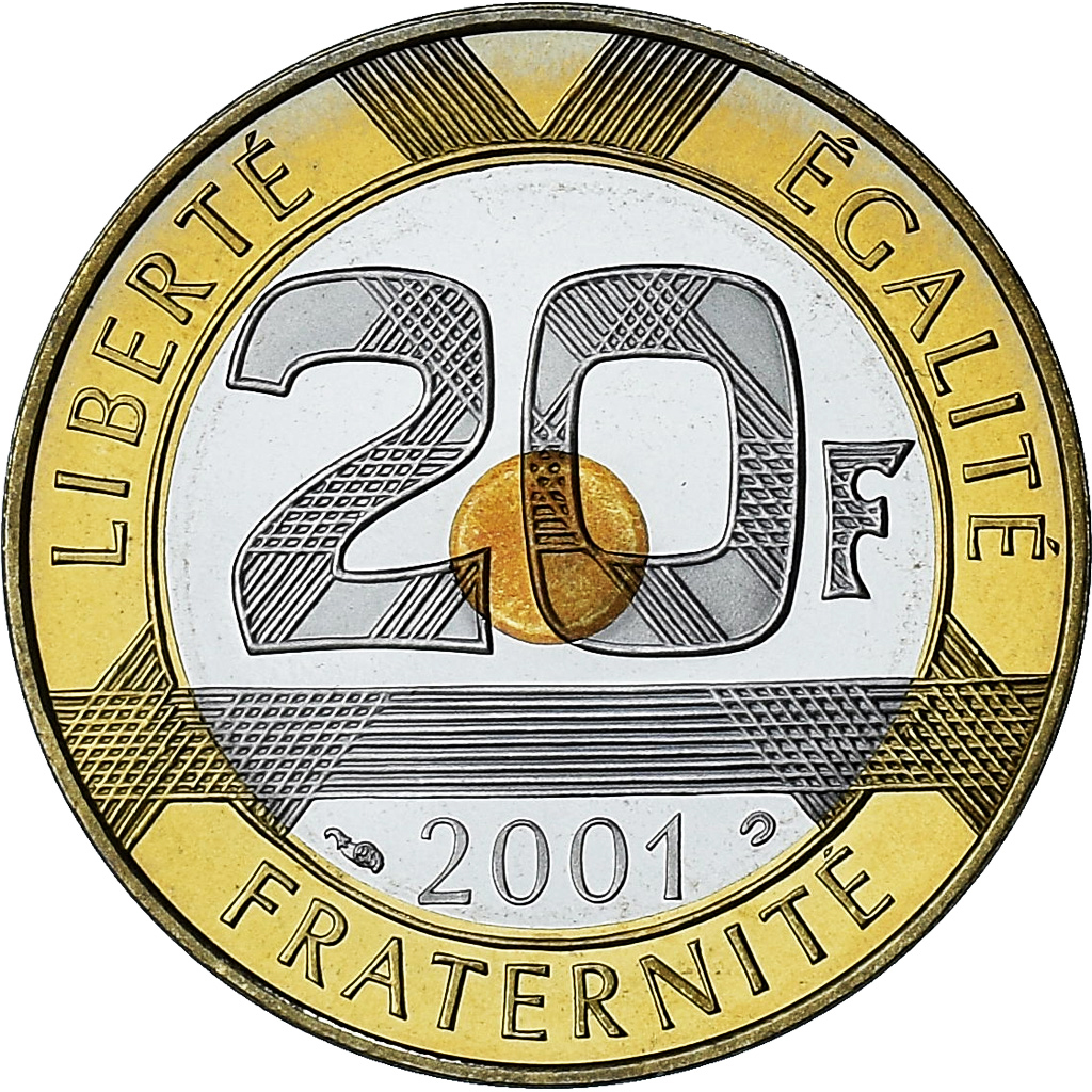 France, Mont Saint Michel, 20 Francs, 2001, Paris, Série BE, 