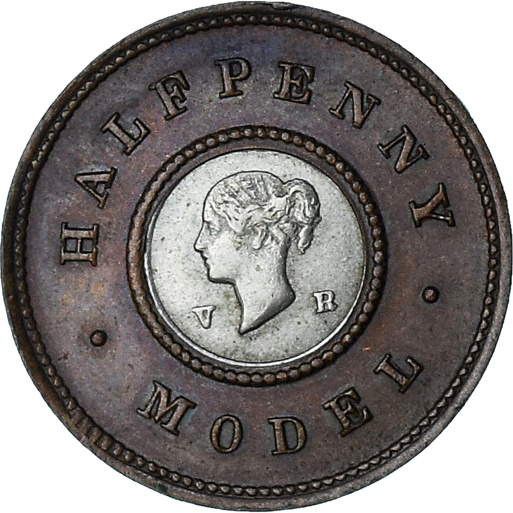 Great Britain, Victoria, 1/2 Penny Model, ND (1844), , Bi-Metallic