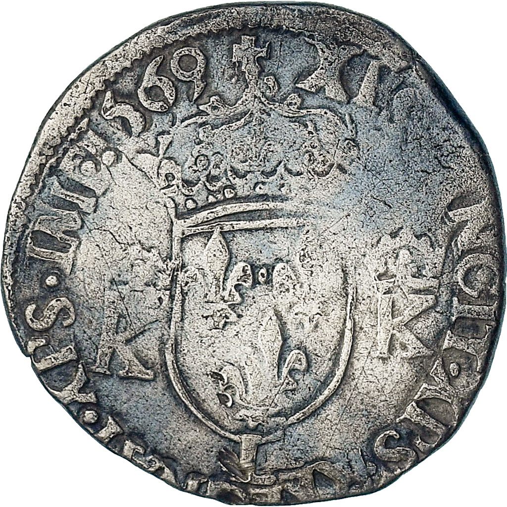 France, Charles IX, Teston au deux K couronnés, 1569, Bayonne, 4th type