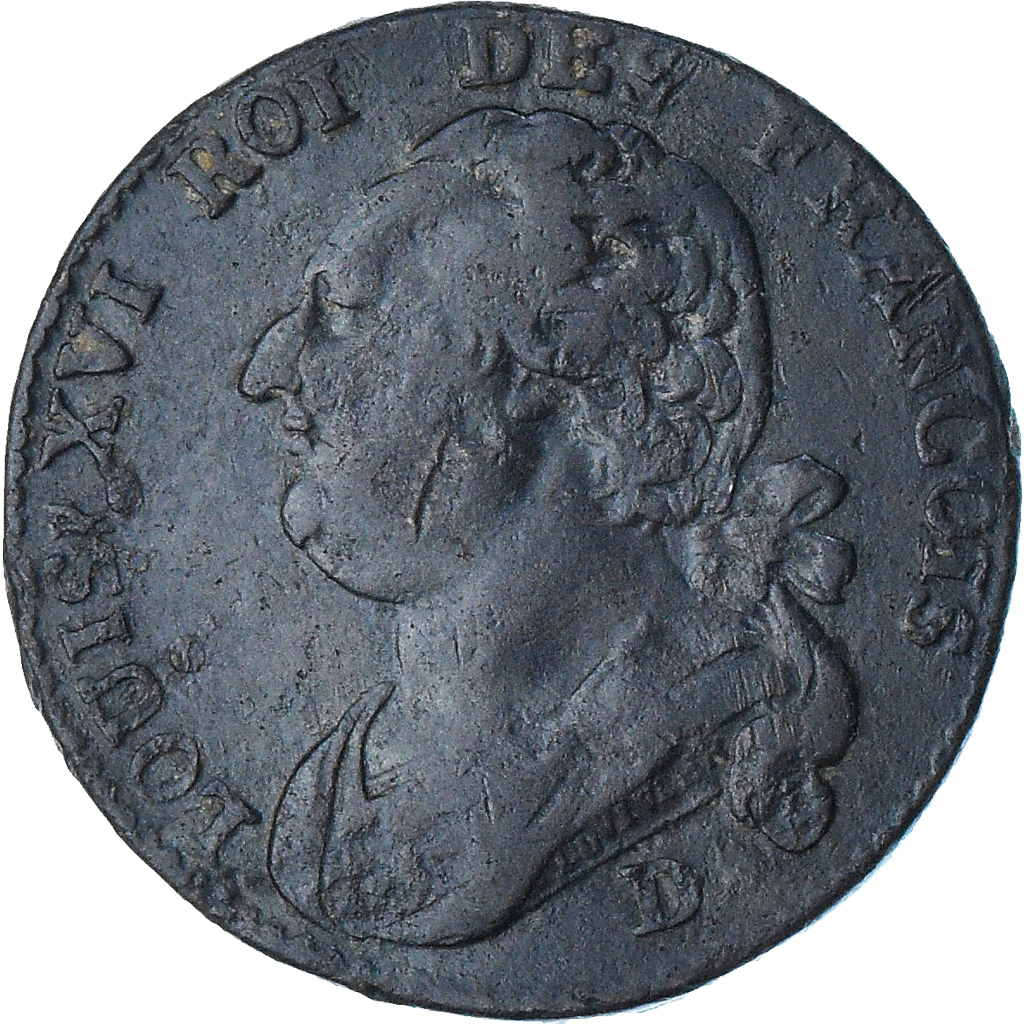 France, Louis XVI, 12 deniers françois, 1792/1 - An 4/3, Lyon, 2e sem