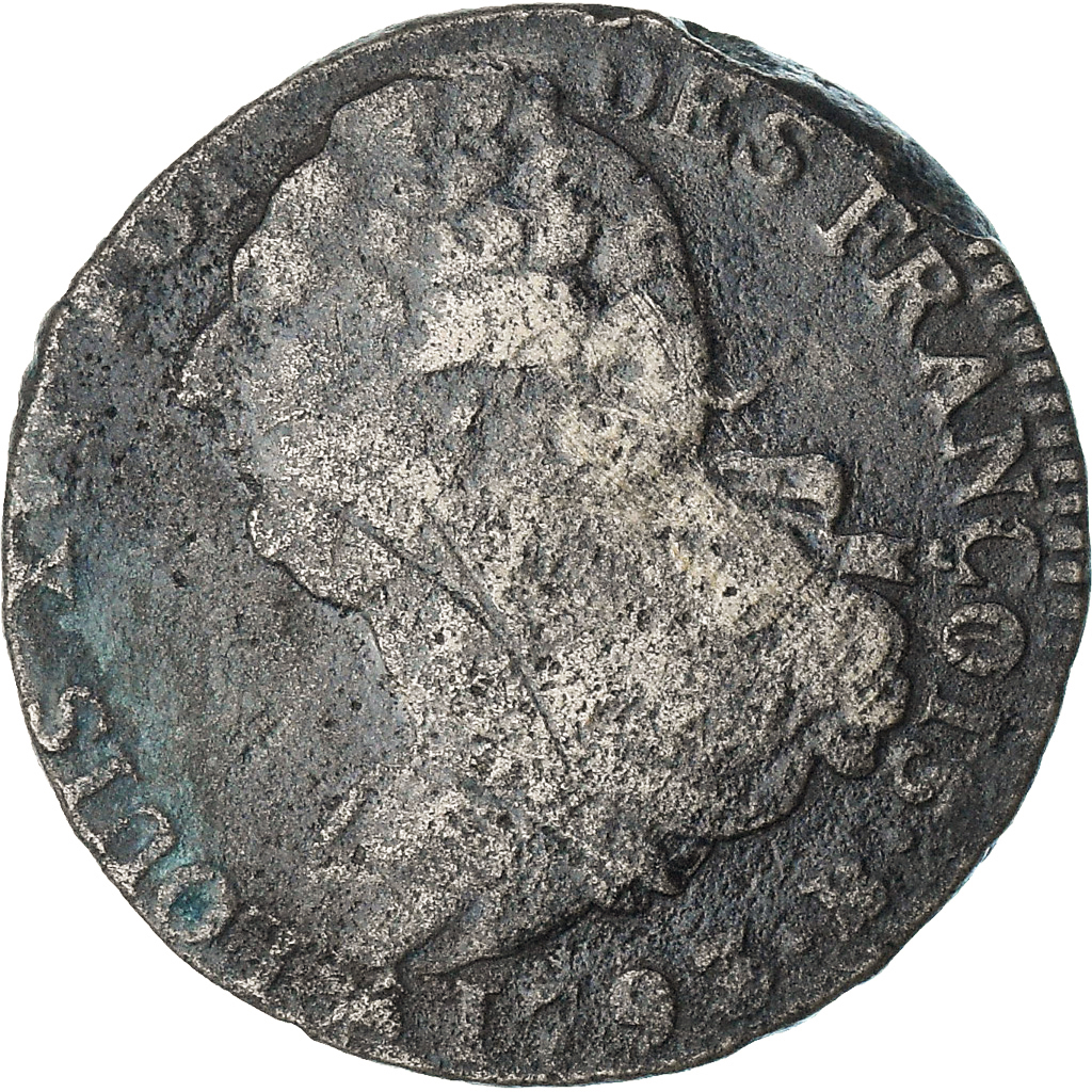 France, Louis XVI, 2 sols François, 1793 / AN 5, Rouen, , Métal de