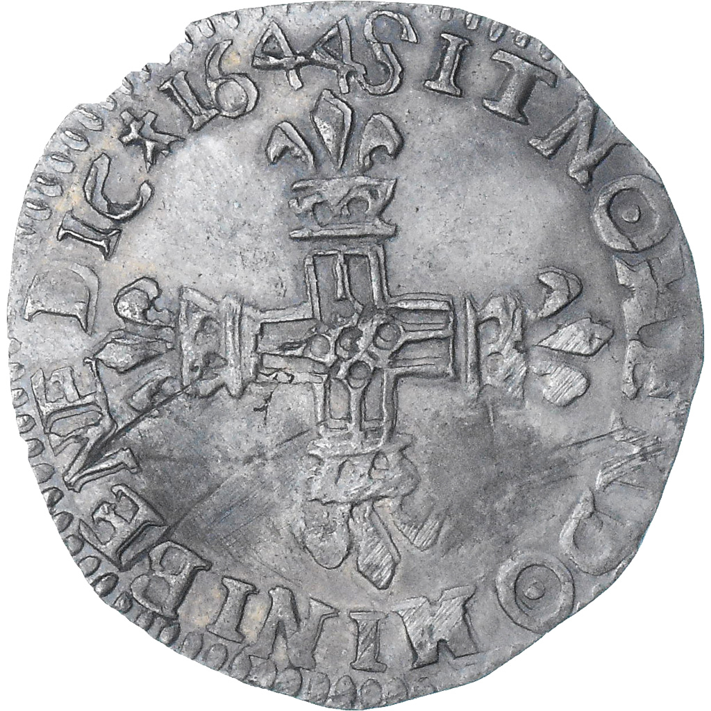 Frankrijk, Louis XIV, 1/4 Ecu, 1644, Rennes, ZF+, Zilver, Gadoury:136a