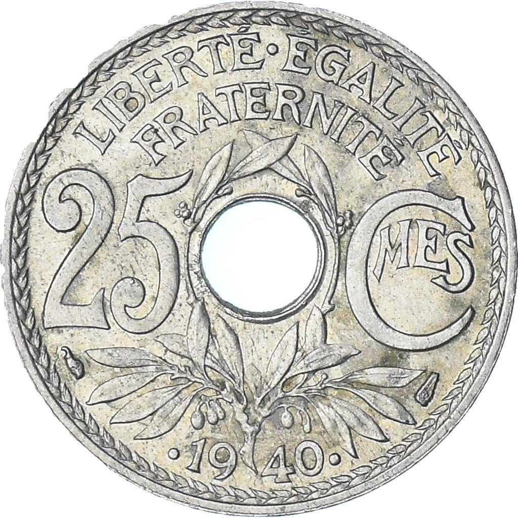 France, Lindauer, 25 Centimes, .1940., Paris, , Maillechort, KM:867b