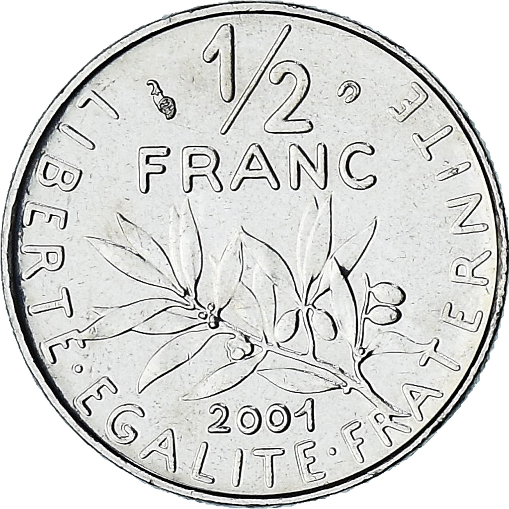 France, Semeuse, 1/2 Franc, 2001, Paris, Série FDC.BU, , Nickel