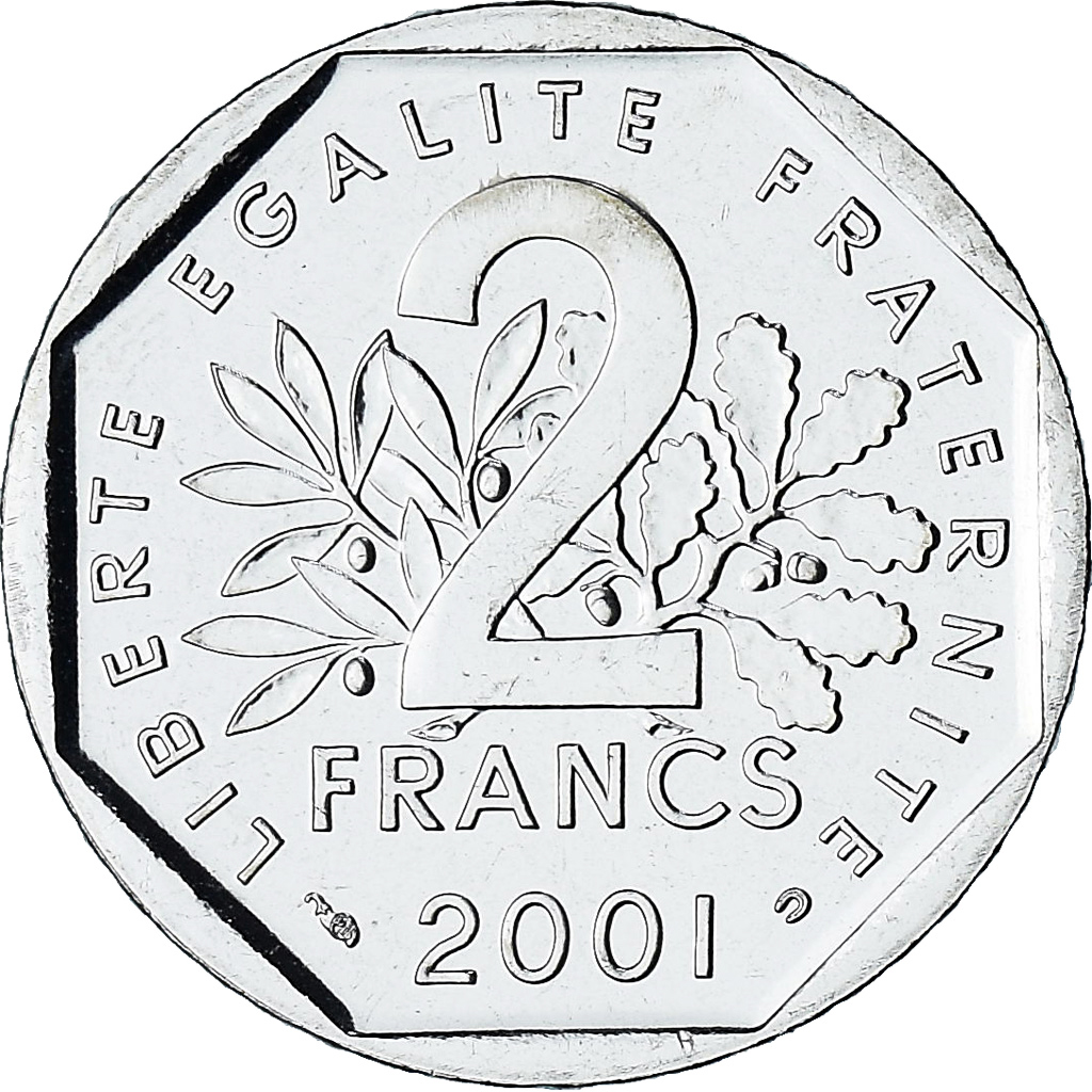 France, Semeuse, 2 Francs, 2001, Paris, Série FDC.BU, , Nickel
