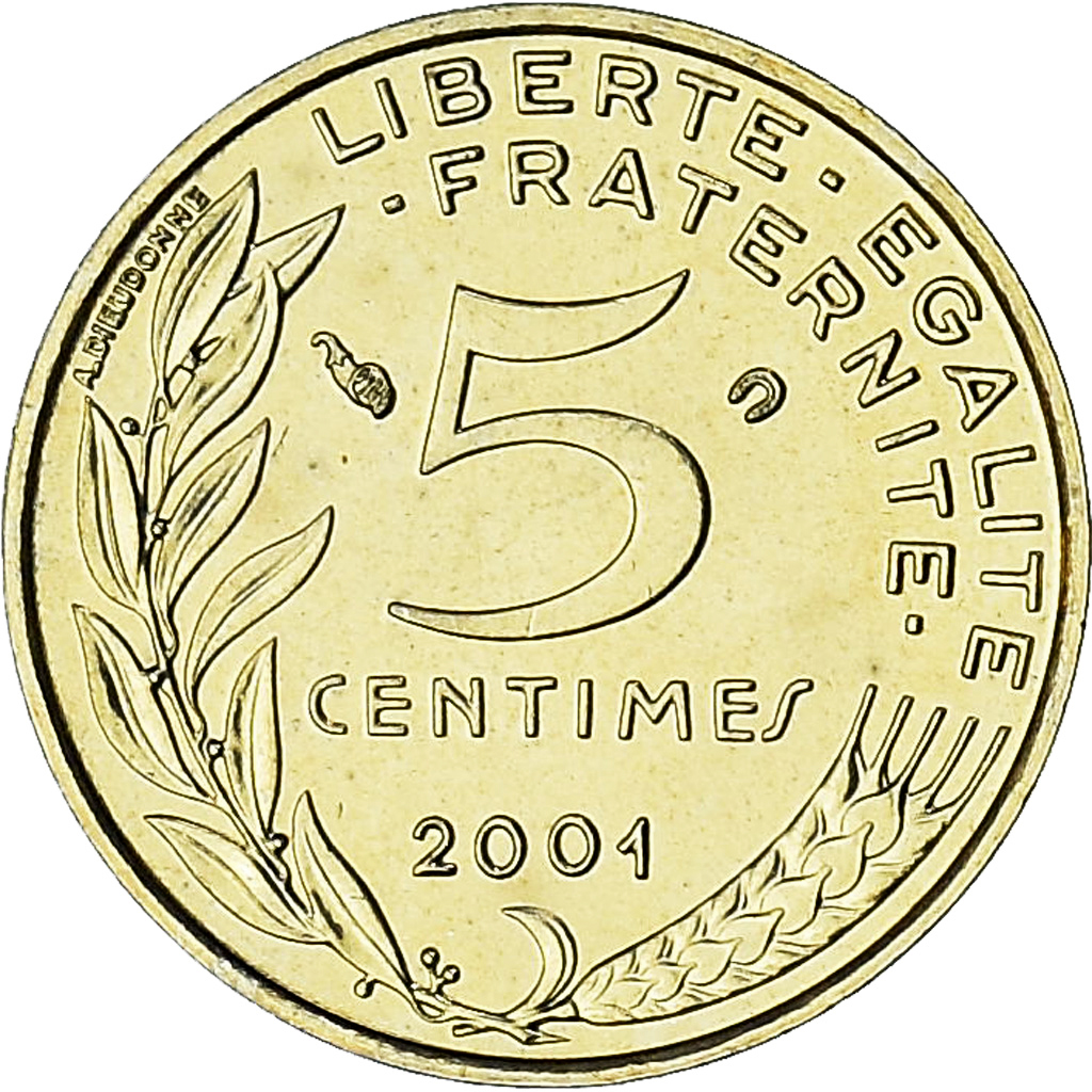 France, Marianne, 5 Centimes, 2001, Paris, Série FDC.BU, 