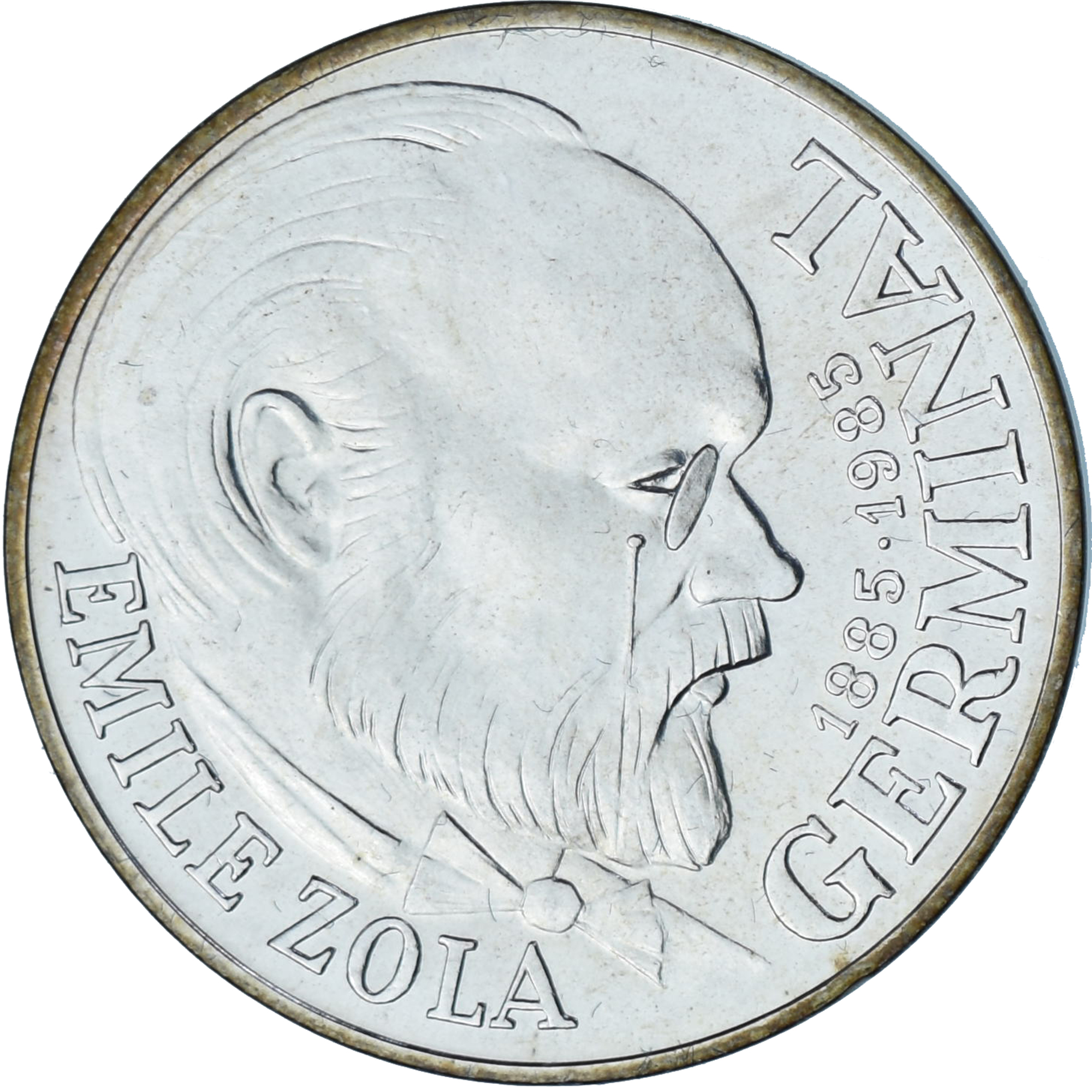 France, Emile Zola Germinal, 100 Francs, 1985, Paris, , Silver